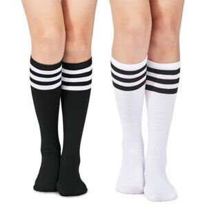 Knee High Socks for Women Striped Tube Socks Youth Athletic Soccer‎ Socks